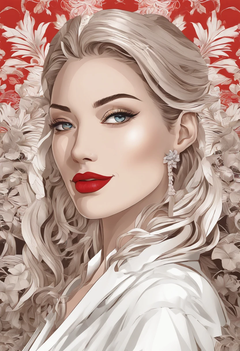 Solo, full bodyesbian,Earrings, eyeslashes, Pantyhose,, (beach,(palm tree),crowd,(White shirt), Estampados florales,Red lips),Sexy evocative smile,, (Shiny skin:1.05),(Blush:0.9),(skin indentation:1.15),Realistic, Masterpiece, Highest quality, A high resolution,absurderes, (Perfect face:1.1), (Sharp focus:1.1),, trending on artstationh, trending on CGSociety, Intricate, High detail, Sharp focus, Dramatic,