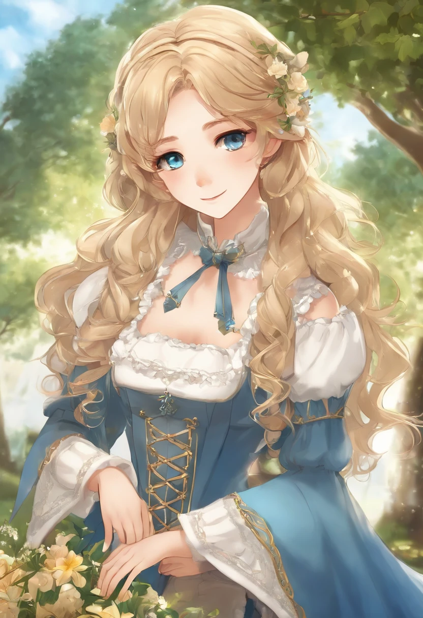 Setting: A medieval square of worn cobblestones, under the shade of a majestic tree.
Character 1:
Age: 12 years old
Appearance: Big, curly blonde hair, fair skin
Clothing: White wizard outfit with gold details
Carrying: A staff with blue crystal
Blue eyes
Facial expression: Shy smile
Style: Charming Femboy
Character 2:
Age: 19 years old
Appearance: Long, straight brown hair, fair skin
Clothing: Maid costume with lace details and apron
Green eyes
Facial expression: Warm, friendly smile
Height: Tall and confident
Atmosphere:
Visual style: realistic anime
Details: Meticulously designed clothes
Color palette: Soft that highlights the characteristics of the characters
Magical elements: Square with sparkling water fountains and dancing flowers
Plot:
It begins with the two characters' chance meeting in the square
Despite the differences in age and lifestyle, it promises an exciting and mysterious journey
Explores themes such as friendship, discovery and the unexpected.