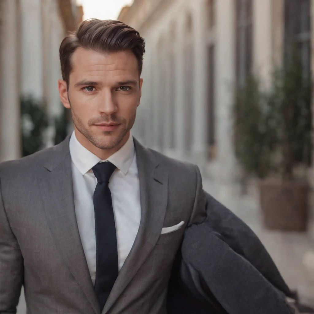 Self-confident Man 35 years old, in an expensive suit