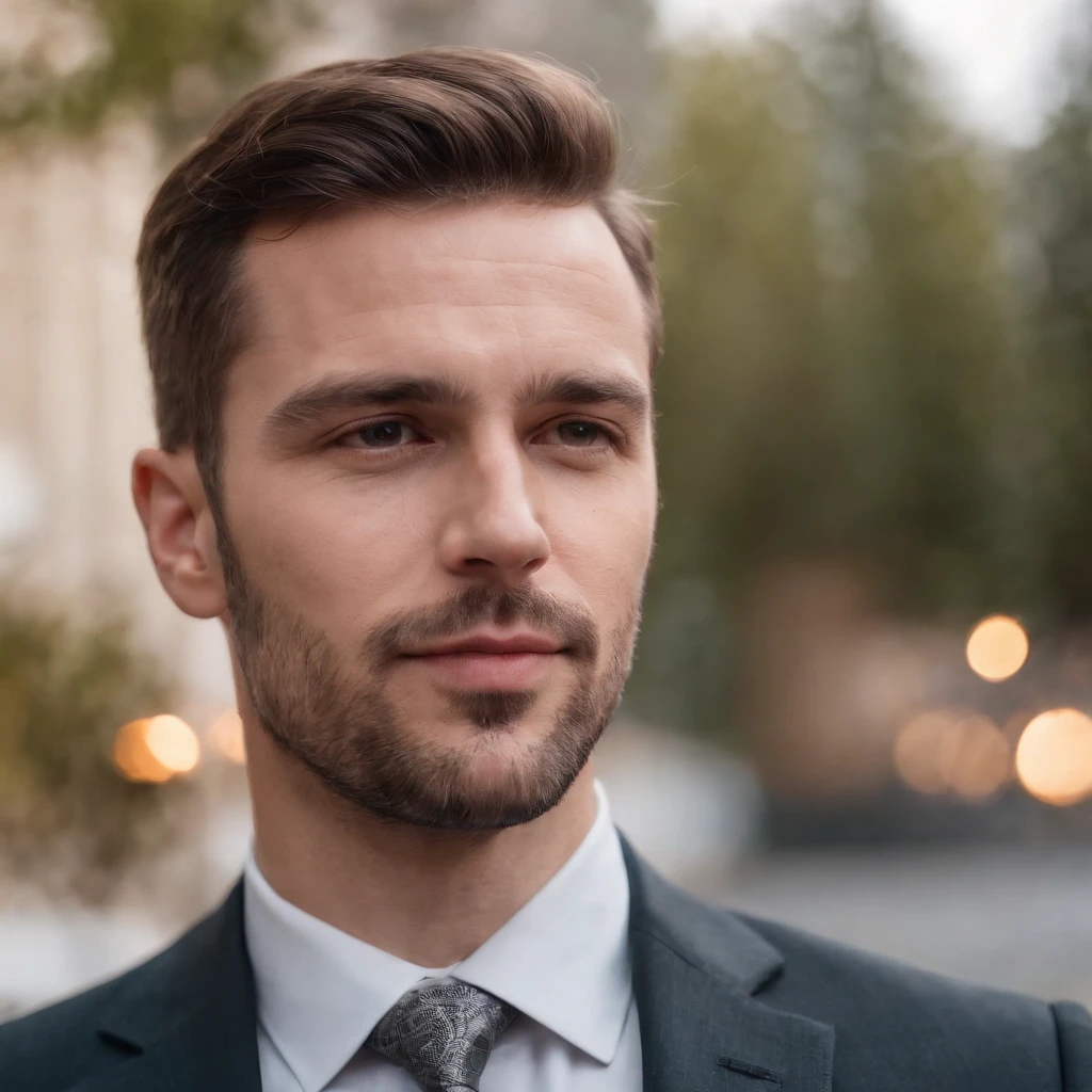 Self-confident Man 35 years old, in an expensive suit