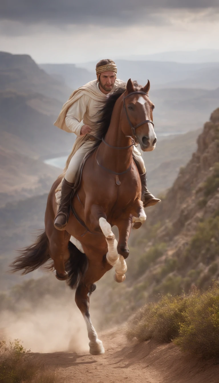 (((Callias Sprinting Across Dramatic Landscapes)))
Type of Image: Photograph
Subject Description: A photorealistic image capturing Callias, the Athenian messenger, running through awe-inspiring and dramatic landscapes. The scene should convey his determination and the vastness of the world he's traversing.
Art Styles: Realistic, Epic
Art Inspirations: Landscape photographers renowned for their captivating compositions
Camera: DSLR, Wide-Angle Lens (24mm)
Shot: Mid-Shot, Focusing on Callias in Motion
Render Related Information: High Resolution (4K), HDR, Dramatic Lighting to Highlight the Landscape