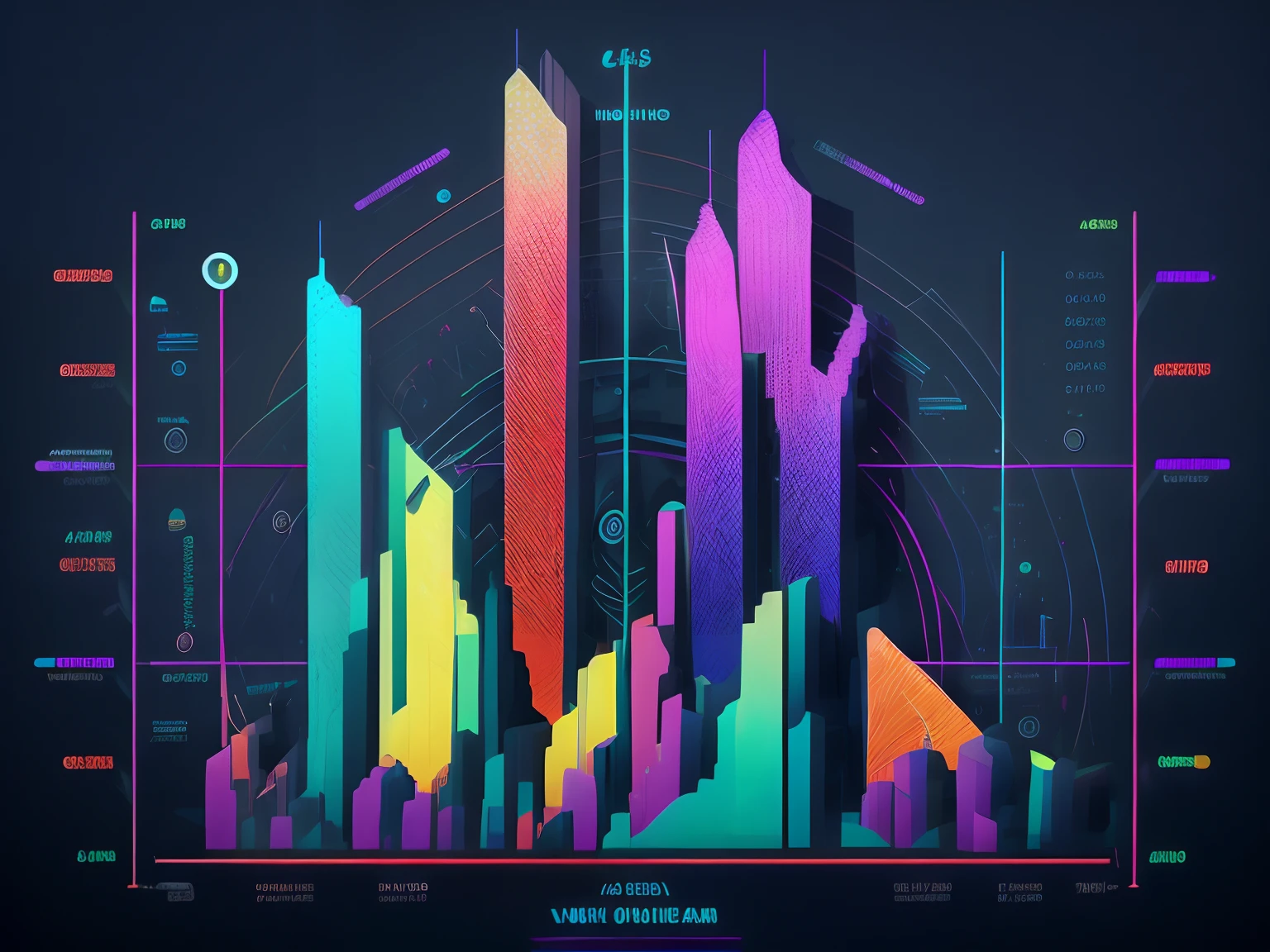 financial charts, business neon colors by Kilian Eng