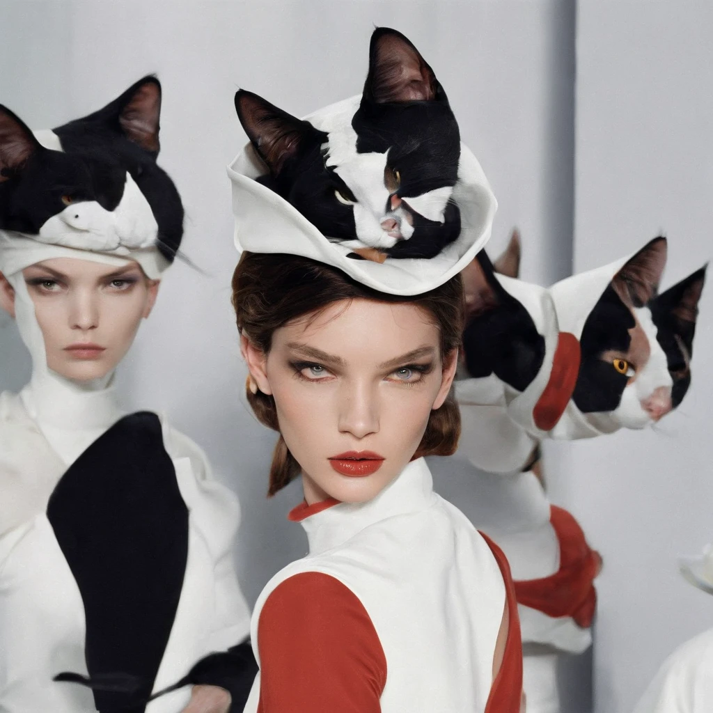 /imagine cats parading at fashion week in new york for Dior 2000 megapixels