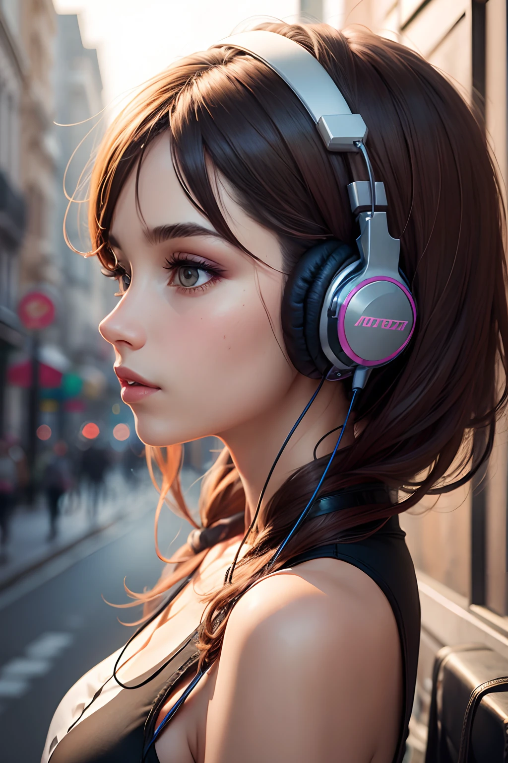 Woman wearing headphones