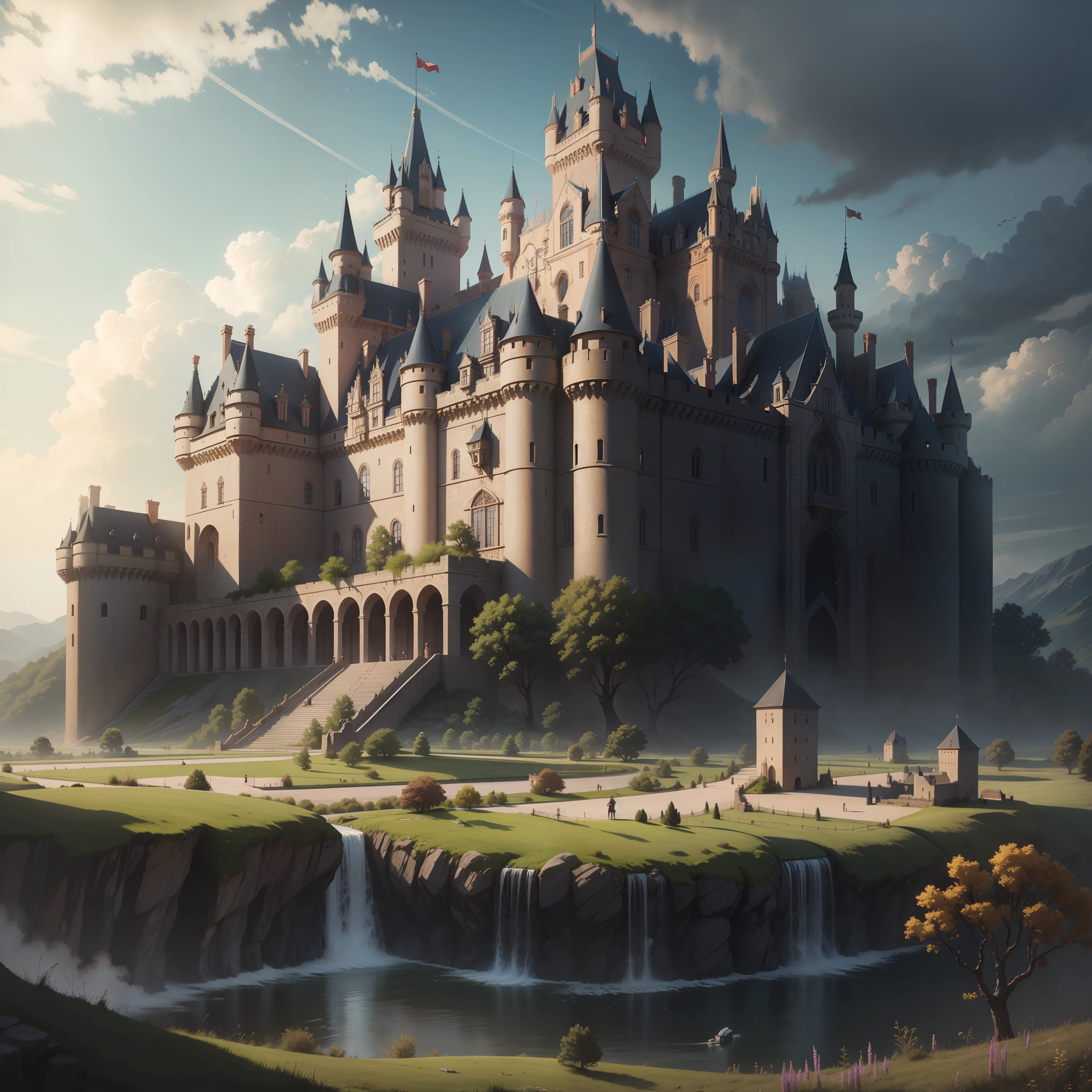 Huge castle in the background