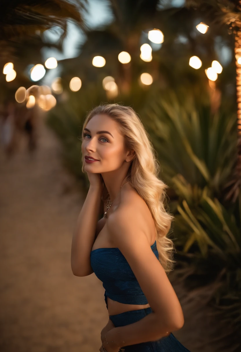 (taking selfies, overhead view: 1.4), (straight half of the torso: 1.4), Portrait photo of a 24-year-old blonde in RAW UHD format (Blue-eyed woman) walking on the beach, palm trees, (upskirt), (Ascot), details (textures! , cabelo! , shine, Color!! , imperfections: 1.1), Bright eyes with high detail (looking at the camera), DSLR Lighting, SLR camera, topquality, Sharpness, Depth of field, Film grain (Downtown), Fujifilm XT3, crystal, Frame Center, beatiful face, Sharp focus, lamp post, neon lighting, bokeh (low lighting), the night, (night  sky), Detailed skin pores, oilly skin, burn, Complex eye details, body complet, ((naked breasts. Visible vagin))