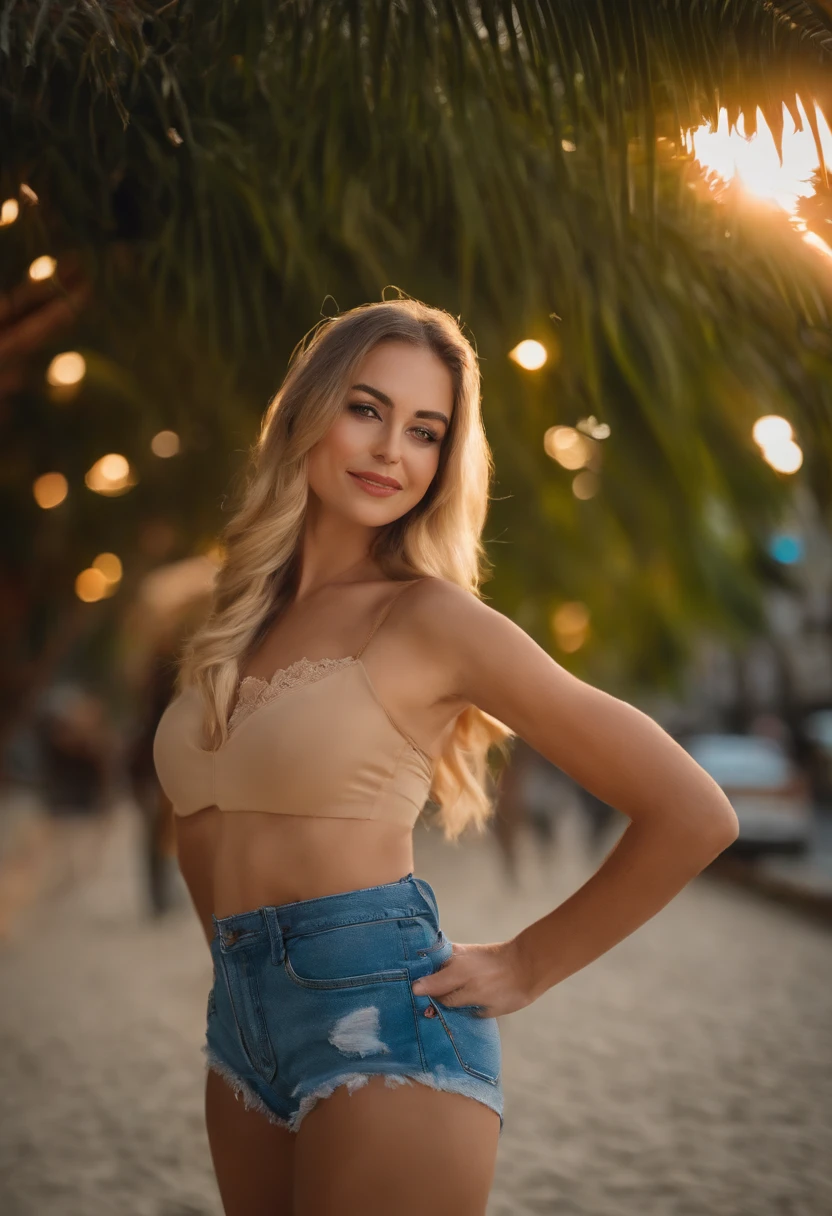 (taking selfies, Overhead view: 1.4), (straight half of the torso: 1.4), Portrait photo of a 24-year-old blonde in RAW UHD format (Blue-eyed woman) walking on the beach, Palm trees, (Upskirt), (ascot), Details (textures! , cabelo! , shine, Color!! , imperfections: 1.1), Bright eyes with high detail (looking at the camera), DSLR Lighting, SLR camera, topquality, sharpness, Depth of field, Film grain (Downtown), Fujifilm XT3, crystal, Frame Center, beatiful face, sharp-focus, neon lighting, bokeh (low lighting), the night, (night  sky), detailed skin pores, oilly skin, burn, Complex eye details, body complet, ((You can see the nipples)), Clear panties ((Visible vagin))