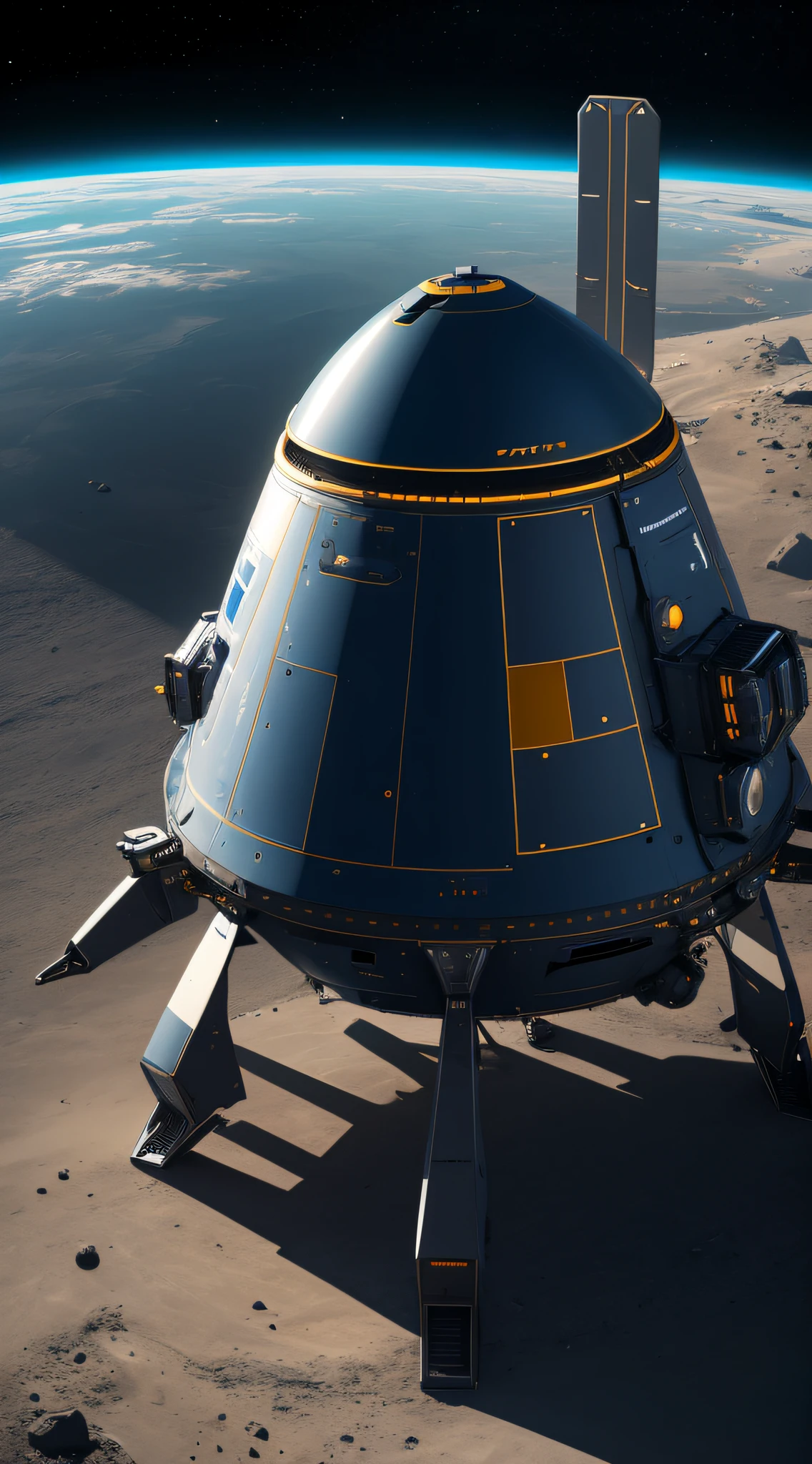 Visualize a futuristic space exploration vehicle designed to investigate the barrier.