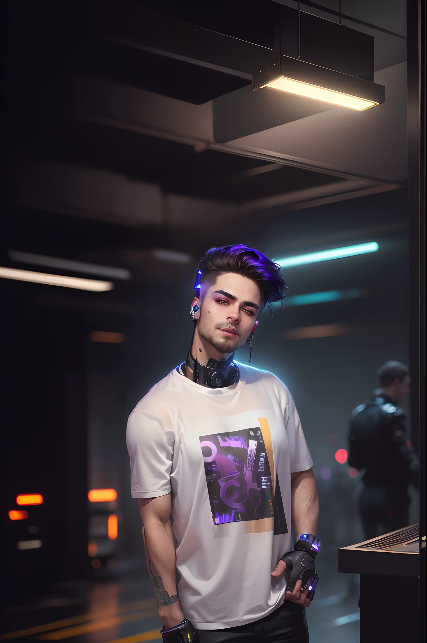 Change Background cyberpunk Handsome Boy, Realistic Face, 8k, ultra Realistic