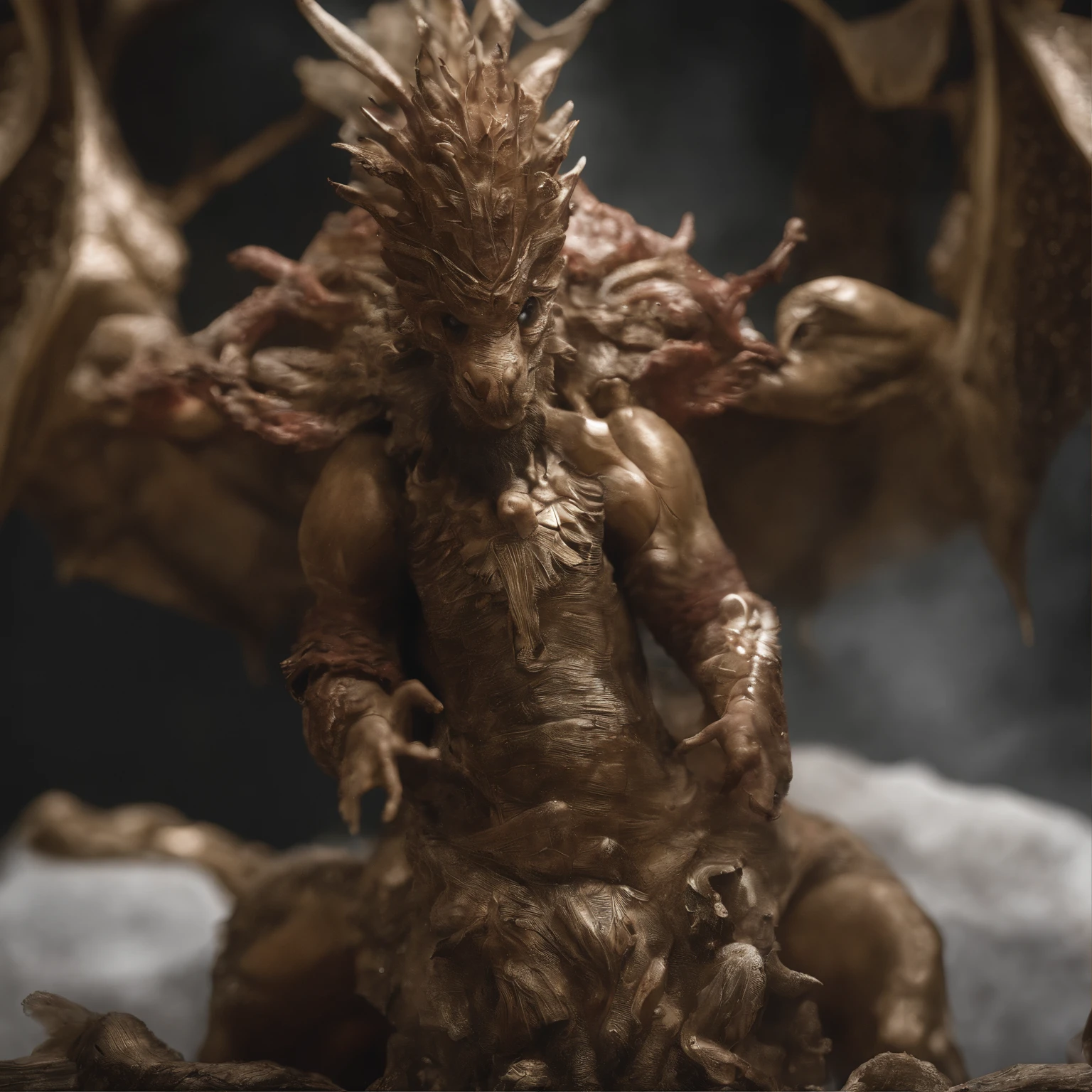 Jin Tianlong,piercing red eyes,Close-up of blood fire released from the nose,Chest scales,high high quality,8K,Many details,Fire lettuce,Alas,4 legs,Spotted claws,golds,dangers,fires,dentes pontiagudos,big dragon,immensity,threatening,imponent