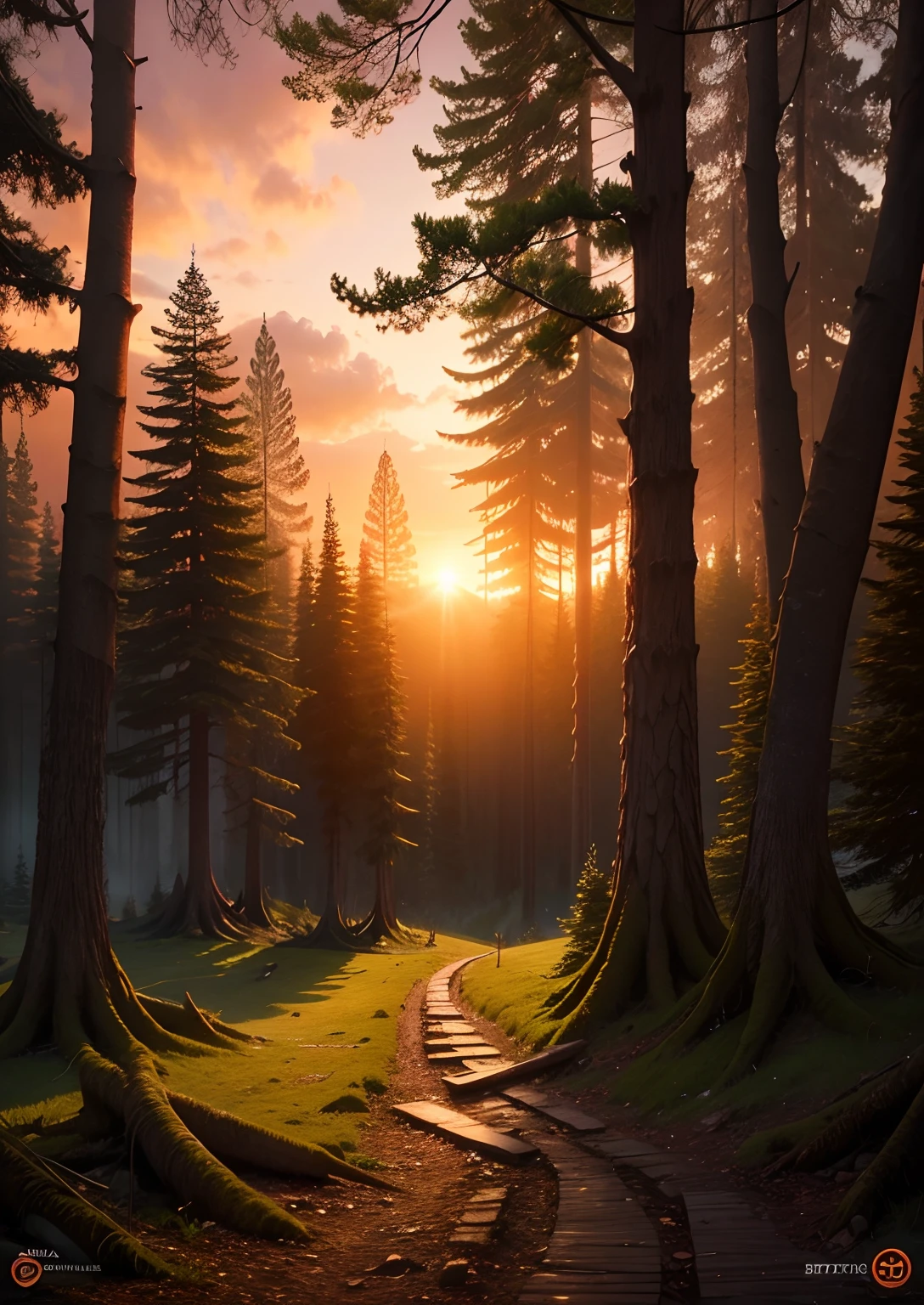 Change background, realistic sunset, forest,ultra grafics