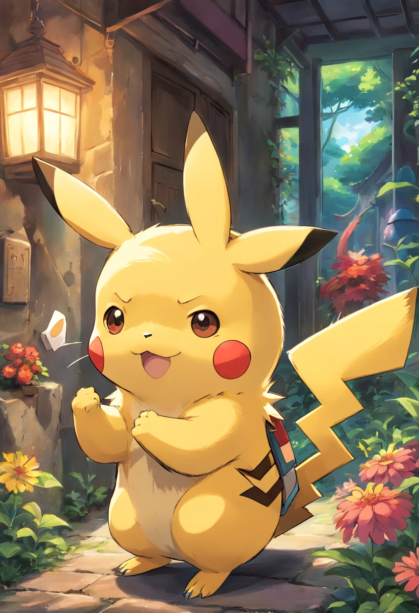 pikachu dans le style ghibli , studio ghibli Pokemon