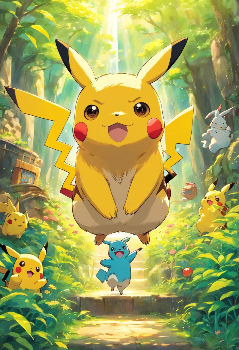 pikachu dans le style ghibli , studio ghibli Pokemon