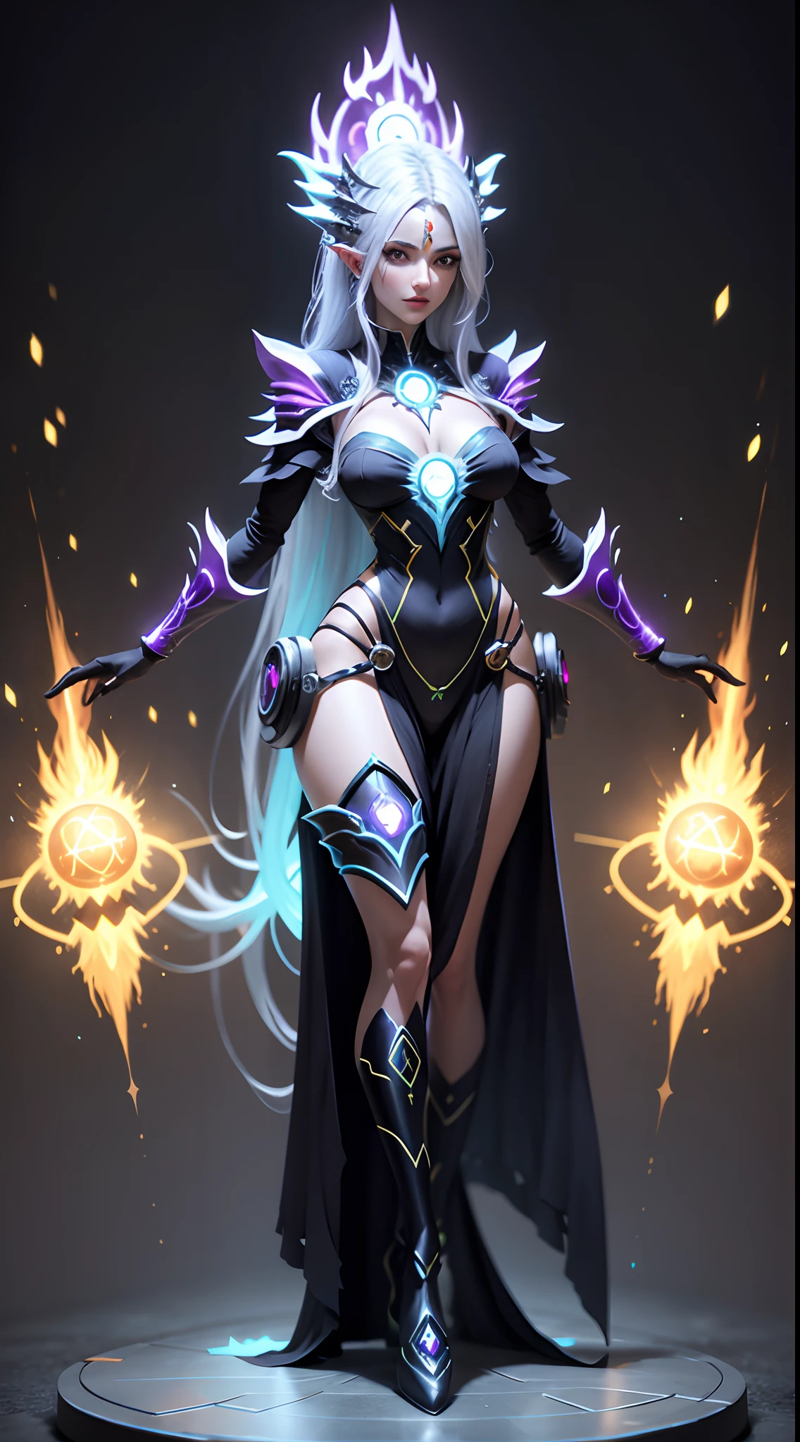 Fusion sorceress, full body shot, nuclear power