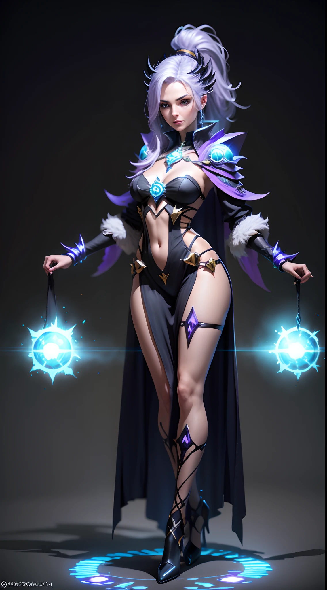Fusion sorceress, full body shot, nuclear power