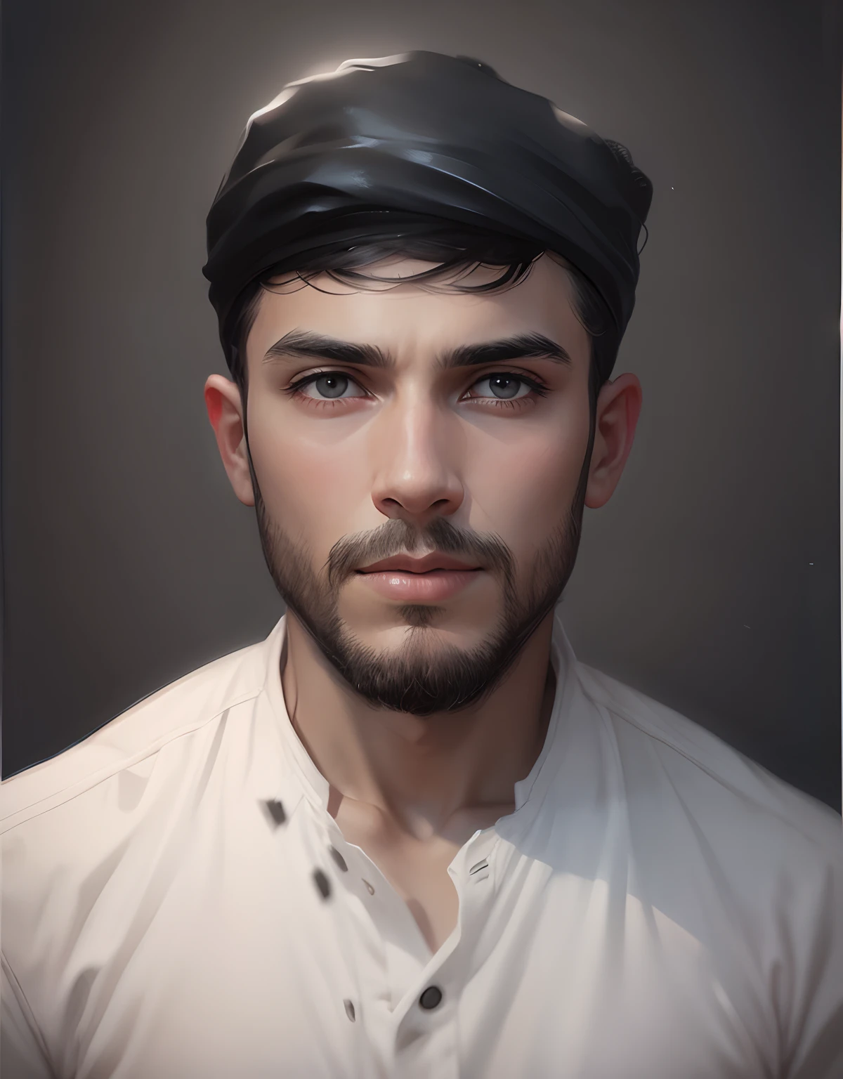 Simple face looks with cap on my head black background