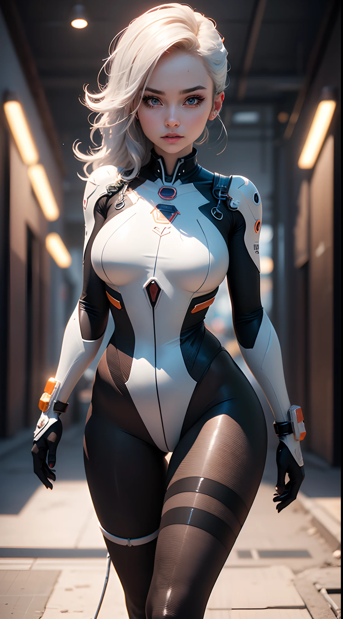(((Young White Woman))), ((Best Quality)), ((Masterpiece)), (Detail: 1.4), 3D, A Beautiful Cyberpunk Woman with Simon Bisley-style micro thong, Genesis evangelion neon style clothing, 2-piece clothing, Long silver hair, arm tatoo, cybernetic hands, pastel, Centered, scale to fit the dimensions, nffsw (High dynamic range),Ray tracing,NVIDIA RTX,Hyper-Resolution,Unreal 5,Subsurface Dispersion, PBR Texture, Post-processing, Anisotropy Filtering, depth of fields, Maximum clarity and sharpness, Multilayer textures, Albedo and specular maps, Surface Shading, accurate simulation of light and material interactions, Perfect proportions, Octane Render, Two-tone lighting, Wide aperture, Low ISO, White Balance, thirds rule, 8K Raw, Crysisnanosuit,loraeyes,nijistyle,pantyhose,Blue eyes
