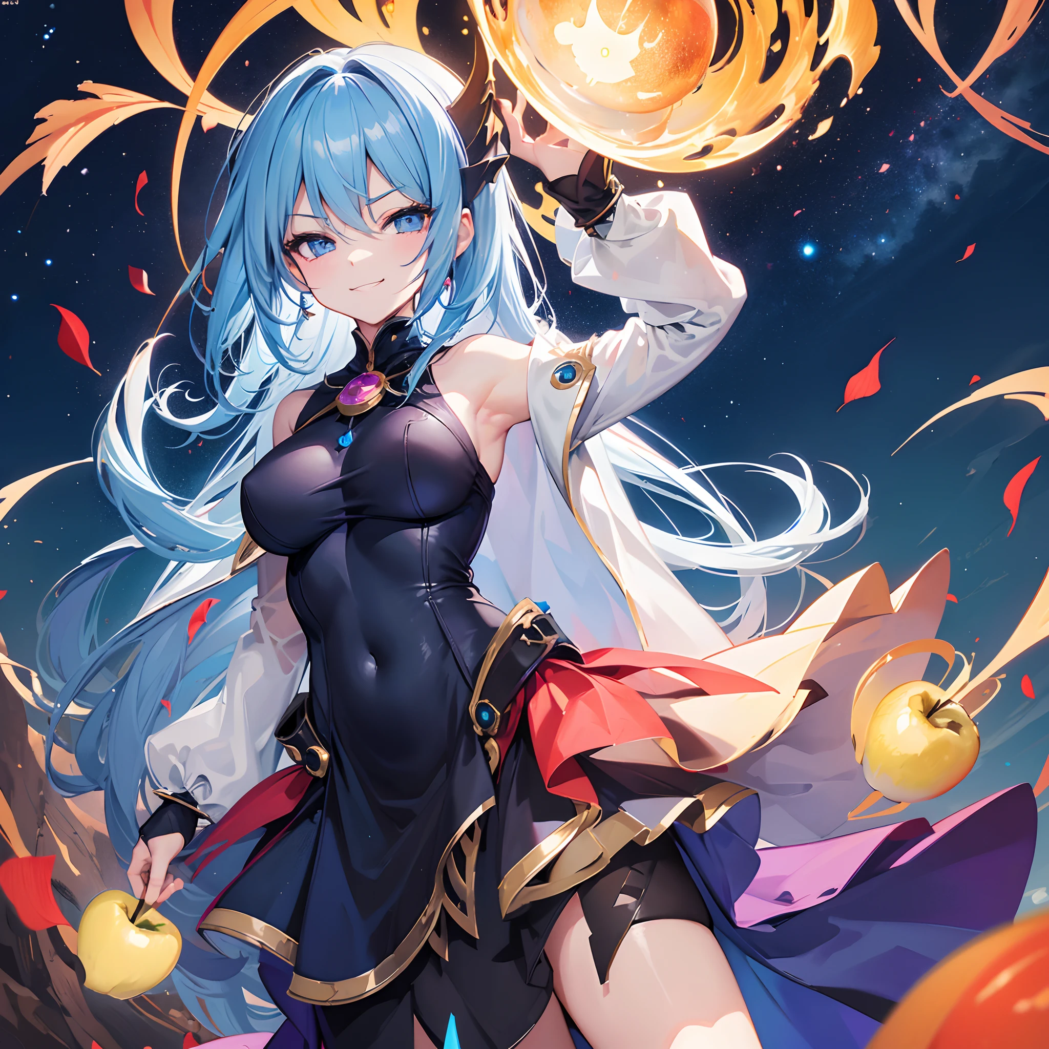 Dark Magician Girl、MKSKS style、1 persons、(highly detailed back ground:1.0)、(highly detailed back ground:1.0)、​masterpiece、top-quality、超A high resolution、8K、upper shot、Looking back、(1/Two apple colors and one/2 pear-colored hair)、BREAK、Detailed skin、glowy skin、(A detailed eye、Blue eyes)、Burning cheeks、(Smirk:1.4)、Large breasts、Break HA、(Light clothing:1.6、Detailed clothing)、looking in camera、(a park:1.5、Colored leaves)
