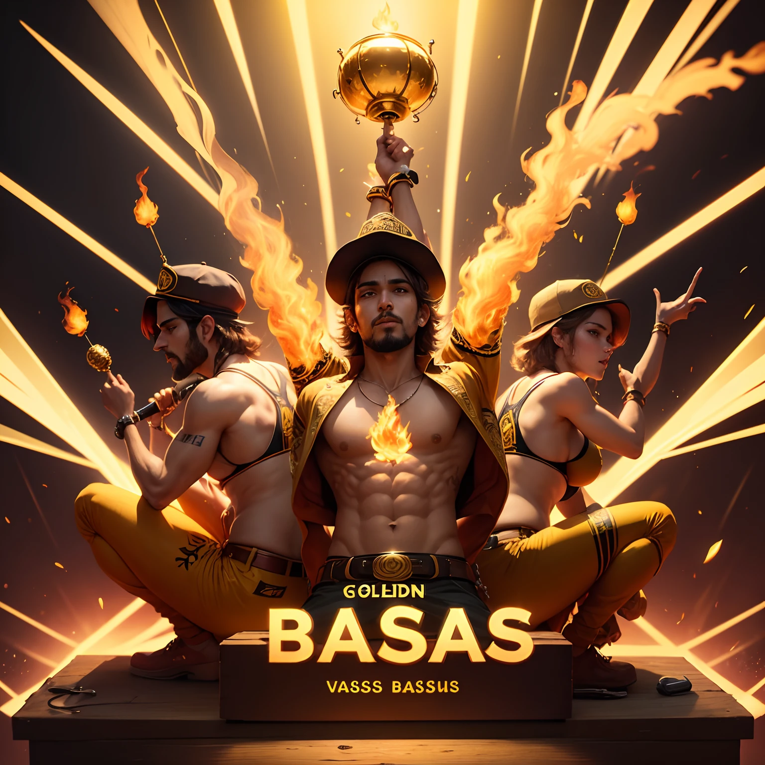 Slogan, Golden of the name Brasas Vivas with a living flame on top of the name Brasas Vivas Under the name Brasas Vivas comes the name Prata Percussion Band all in high definition with a lot of quality