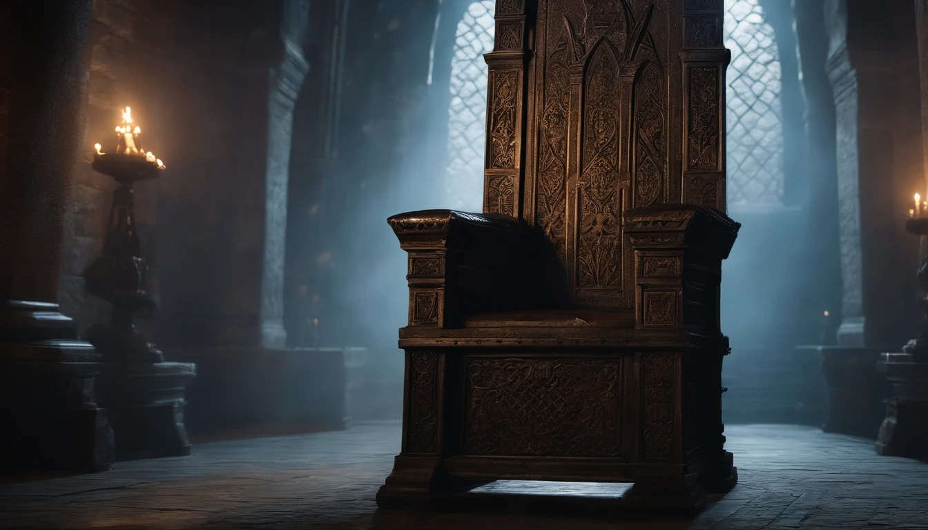 A throne of Game of Thrones with a background of dramatic lighting
(best quality,4k,8k,highres,masterpiece:1.2), ultra-detailed, (realistic,photorealistic,photo-realistic:1.37), HDR, UHD, studio lighting, extreme detail description, professional, vivid colors, bokeh, portraits, medieval, fantasy, epic, dark, metal throne, iron spikes, ornate carvings, intricate details, shadows, intense highlights, mystical atmosphere, shining accents, intense expressions, powerful characters, regal garments, contrasting colors, smoke, misty background.