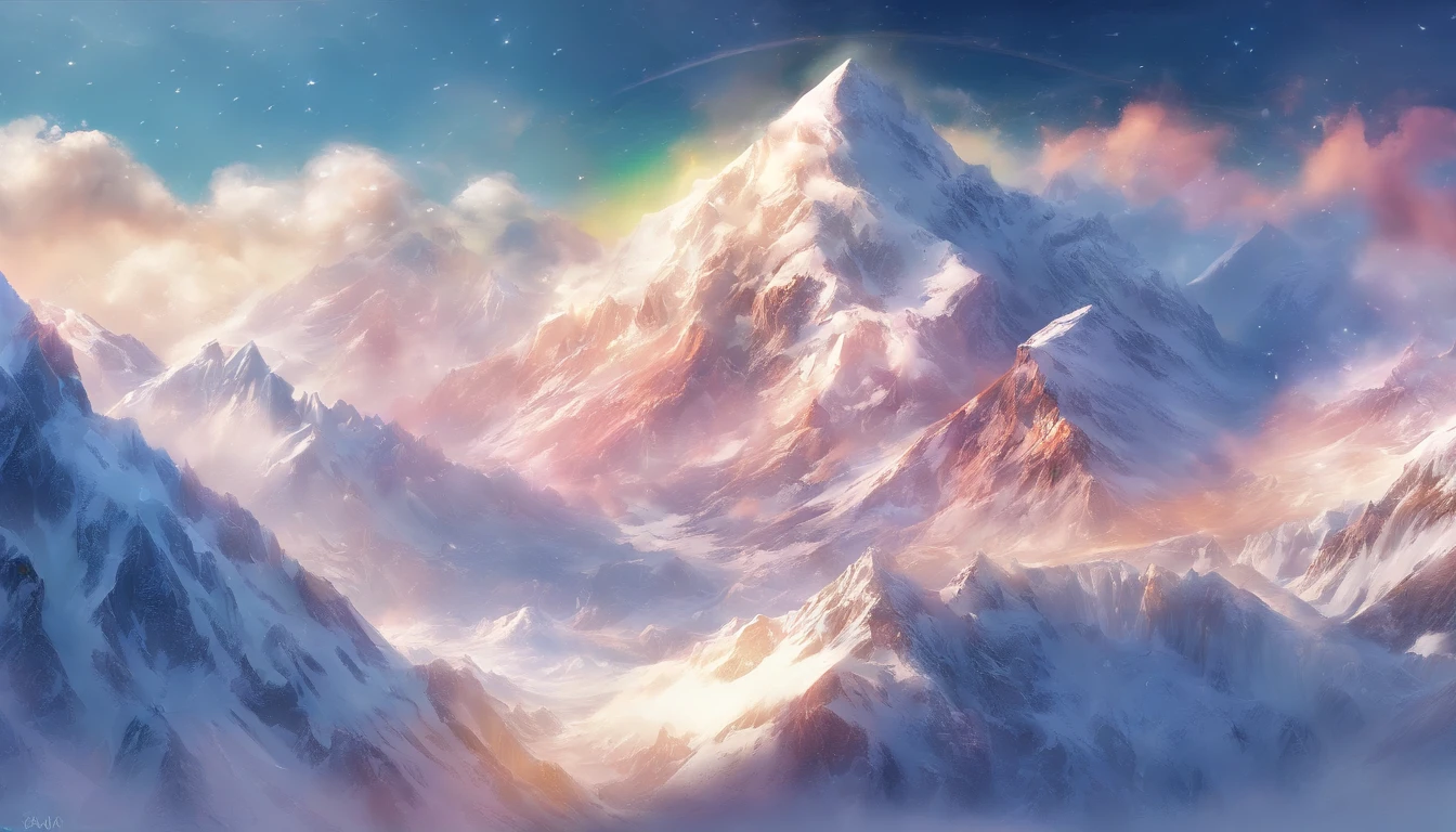 snow mountains，Rolling peaks，Oyuki，Cloudy at the foot of the mountain，Thick clouds，oc rendered，high qulity，tmasterpiece，Hyper-realistic，Ultra photo realsisim，8K，super-fine，ultra - detailed，Ultra-wide angle of view，dynamic viewing angle