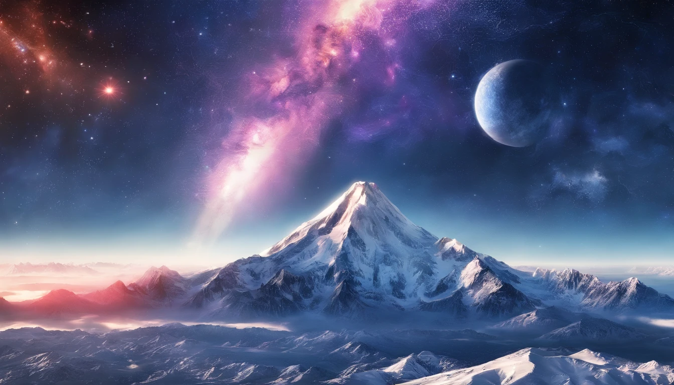 snow mountains，Rolling peaks，Oyuki，Cloudy at the foot of the mountain，Thick clouds，oc rendered，high qulity，tmasterpiece，Hyper-realistic，Ultra photo realsisim，8K，super-fine，ultra - detailed，Ultra-wide angle of view，dynamic viewing angle