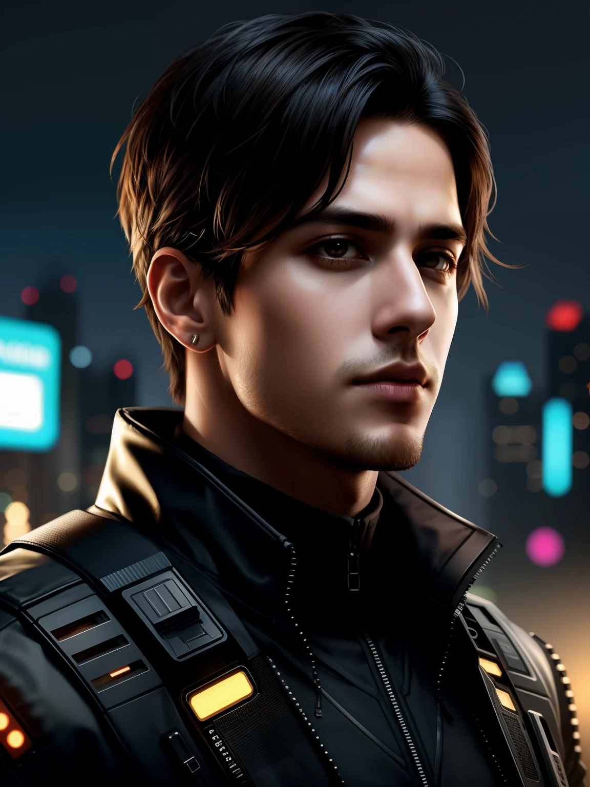 Change background, cyberpunk, realistic, handsome boy, realistic, face