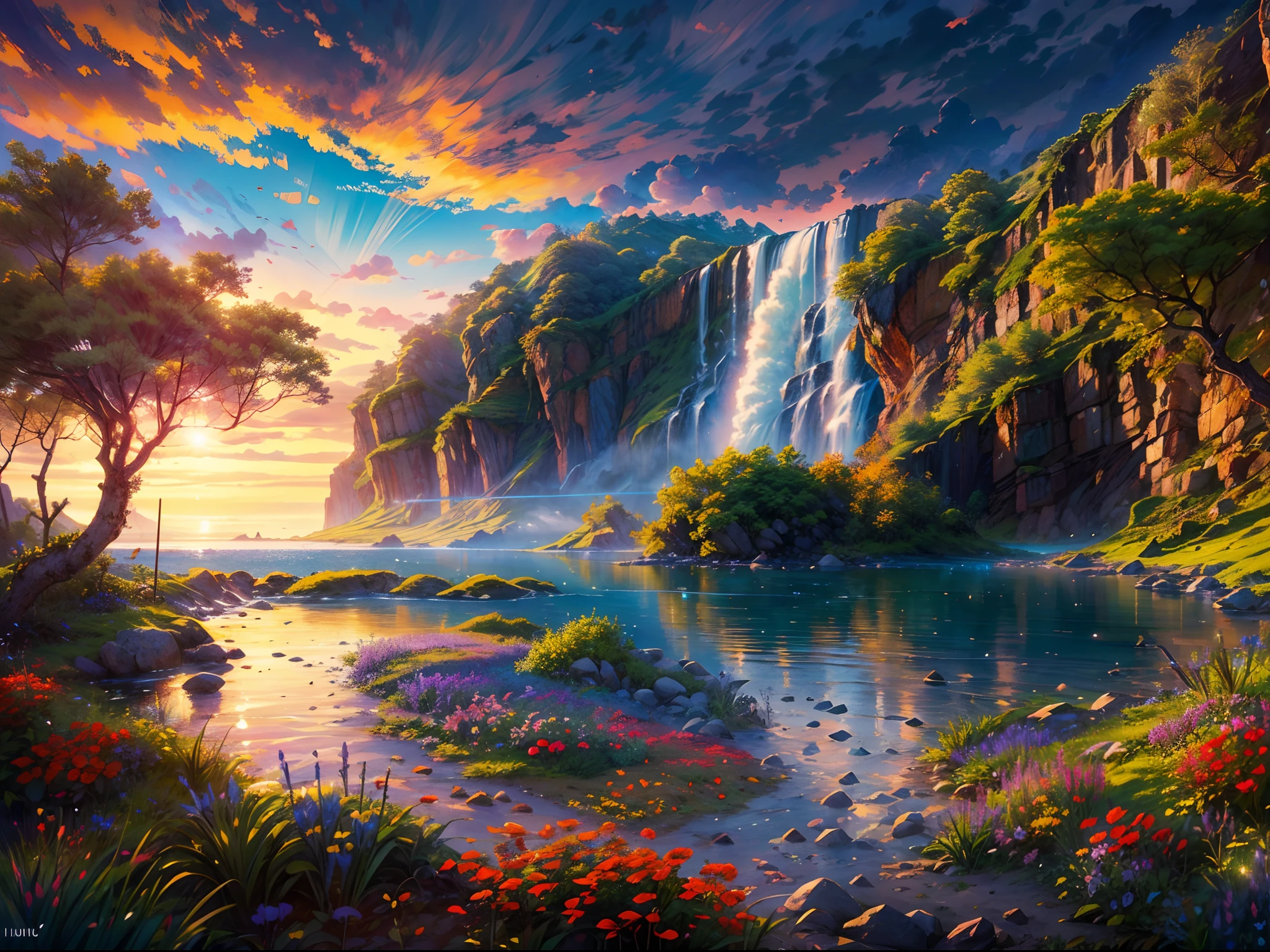 (best quality,4k,8k,highres,masterpiece:1.2),ultra-detailed,(realistic,photorealistic,photo-realistic:1.37),waterfall,desert,island,flying,natural,giant waterfall,rainbow,red sky,sunset,purple cloud,sky island,aurora borealis,vibrant colors,tropical paradise,drifting clouds,majestic mountains,serene atmosphere,wilderness,tranquil oasis,wonder of nature,serene reflections,magical scene,dramatic sunlight,enchanted landscape,pristine beauty,mystical ambiance,awe-inspiring panorama,vivid shoreline,secluded paradise,illuminating shades,exploring the unknown,crystal-clear waters,nature's symphony,unforgettable journey,breathtaking view,harmony of elements,floating above the world,peaceful escapade,mesmerizing tranquility,journey into the wild,ethereal beauty,unpolluted sanctuary,blissful solitude,serenity in motion,untouched paradise,wondrous adventure,magical journey,hidden treasures of nature.