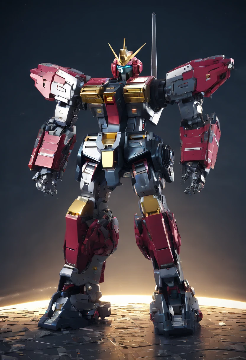 Gundam mecha , science fiction, front view, Sense of technology, C4D, Oc renderer, unreal engine, high detail, industrial design, 8k HD, studio light, retro