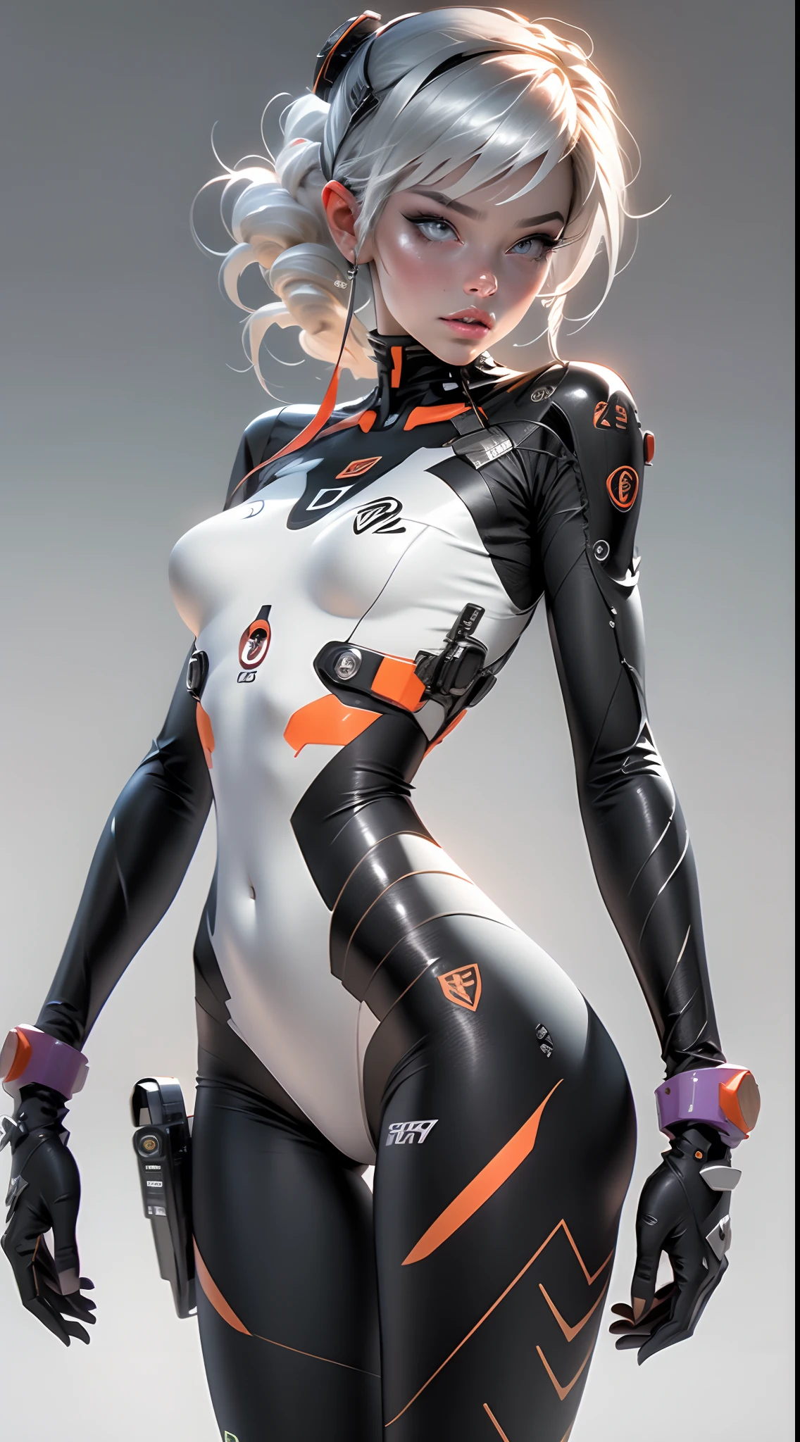 (((Young White Woman))), ((Best Quality)), ((Masterpiece)), (Detail: 1.4), 3D, A Beautiful Cyberpunk Woman with Simon Bisley-style micro thong, Genesis evangelion neon style clothing, 2-piece clothing, Long silver hair, arm tatoo, cybernetic hands, pastel, Centered, scale to fit the dimensions, nffsw (High dynamic range),Ray tracing,NVIDIA RTX,Hyper-Resolution,Unreal 5,Subsurface Dispersion, PBR Texture, Post-processing, Anisotropy Filtering, depth of fields, Maximum clarity and sharpness, Multilayer textures, Albedo and specular maps, Surface Shading, accurate simulation of light and material interactions, Perfect proportions, Octane Render, Two-tone lighting, Wide aperture, Low ISO, White Balance, thirds rule, 8K Raw, Crysisnanosuit,loraeyes,nijistyle,pantyhose,Blue eyes