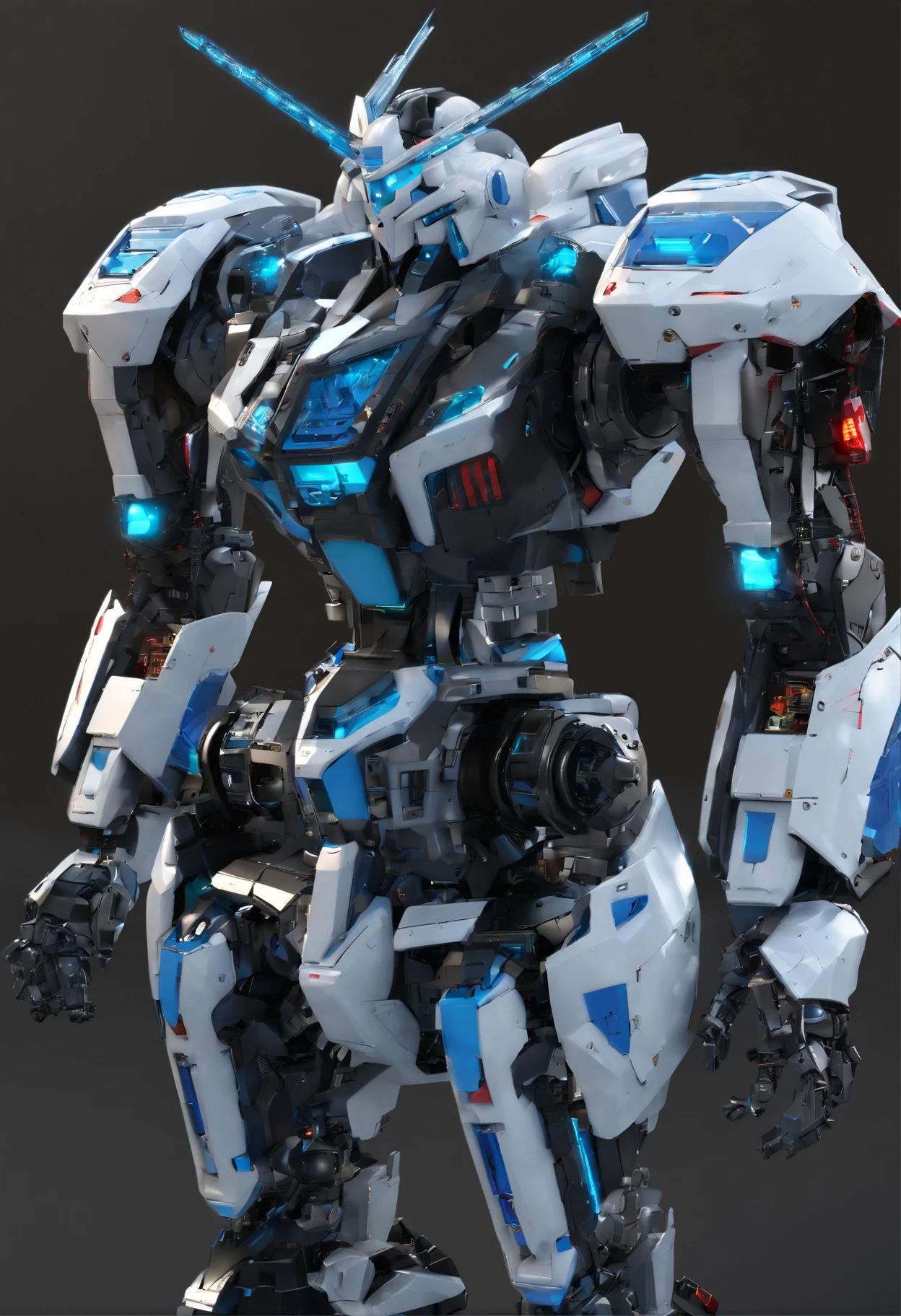 Gundam mecha , science fiction, front view, Sense of technology, C4D, Oc renderer, unreal engine, high detail, 8k HD, studio light,