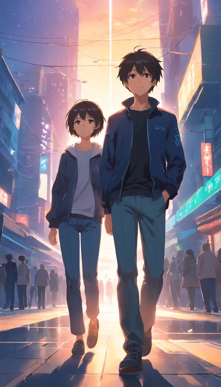 ​masterpiece、Adults、３０Uncle of the generation、twinks、Forehead、30-years old、A dark-haired、Black jacket、Black pants、white t-shirts、Give bangs、Sticking out your forehead、twinks、Eyes drawn in detail、a handsome、Inside the void、starrysky、Mystical light、Dramatic light、Cinematic power、