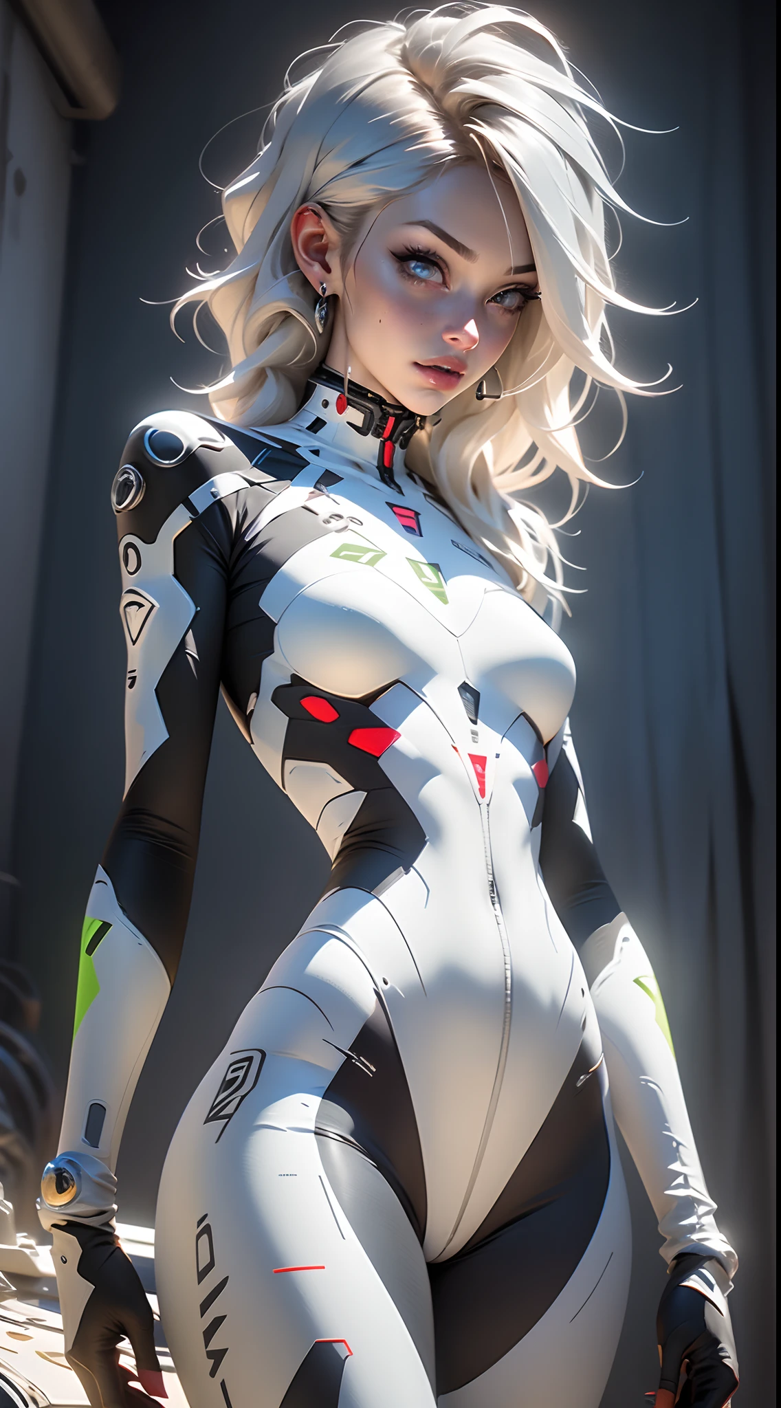 (((Young White Woman))), ((Best Quality)), ((Masterpiece)), (Detail: 1.4), 3D, A Beautiful Cyberpunk Woman with Simon Bisley-style micro thong, Genesis evangelion neon style clothing, 2-piece clothing, Long silver hair, arm tatoo, cybernetic hands, pastel, Centered, scale to fit the dimensions, nffsw (High dynamic range),Ray tracing,NVIDIA RTX,Hyper-Resolution,Unreal 5,Subsurface Dispersion, PBR Texture, Post-processing, Anisotropy Filtering, depth of fields, Maximum clarity and sharpness, Multilayer textures, Albedo and specular maps, Surface Shading, accurate simulation of light and material interactions, Perfect proportions, Octane Render, Two-tone lighting, Wide aperture, Low ISO, White Balance, thirds rule, 8K Raw, Crysisnanosuit,loraeyes,nijistyle,pantyhose,Blue eyes