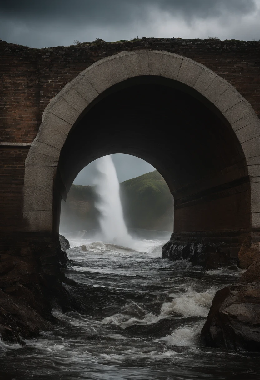 Underground water pipes，Industrial pollution，Sewage discharge，Waterspout，tidal waves，Tornado，typhoon，swell sea，Armageddon，Greatwave，废墟，disrupt，，lakes，high level of water，Bottomless，The run-down city creates a cinematic apocalyptic cityscape