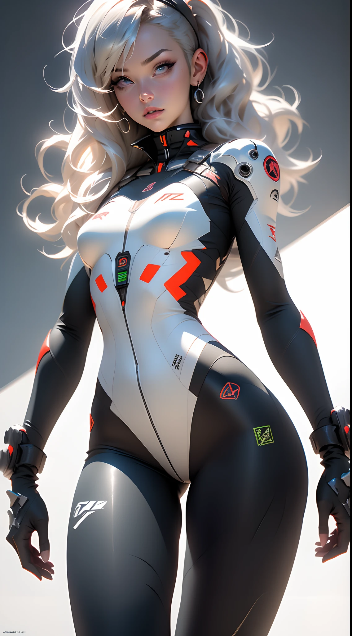 (((Young White Woman))), ((Best Quality)), ((Masterpiece)), (Detail: 1.4), 3D, A Beautiful Cyberpunk Woman with Simon Bisley-style micro thong, Genesis evangelion neon style clothing, 2-piece clothing, Long silver hair, arm tatoo, cybernetic hands, pastel, Centered, scale to fit the dimensions, nffsw (High dynamic range),Ray tracing,NVIDIA RTX,Hyper-Resolution,Unreal 5,Subsurface Dispersion, PBR Texture, Post-processing, Anisotropy Filtering, depth of fields, Maximum clarity and sharpness, Multilayer textures, Albedo and specular maps, Surface Shading, accurate simulation of light and material interactions, Perfect proportions, Octane Render, Two-tone lighting, Wide aperture, Low ISO, White Balance, thirds rule, 8K Raw, Crysisnanosuit,loraeyes,nijistyle,pantyhose,Blue eyes