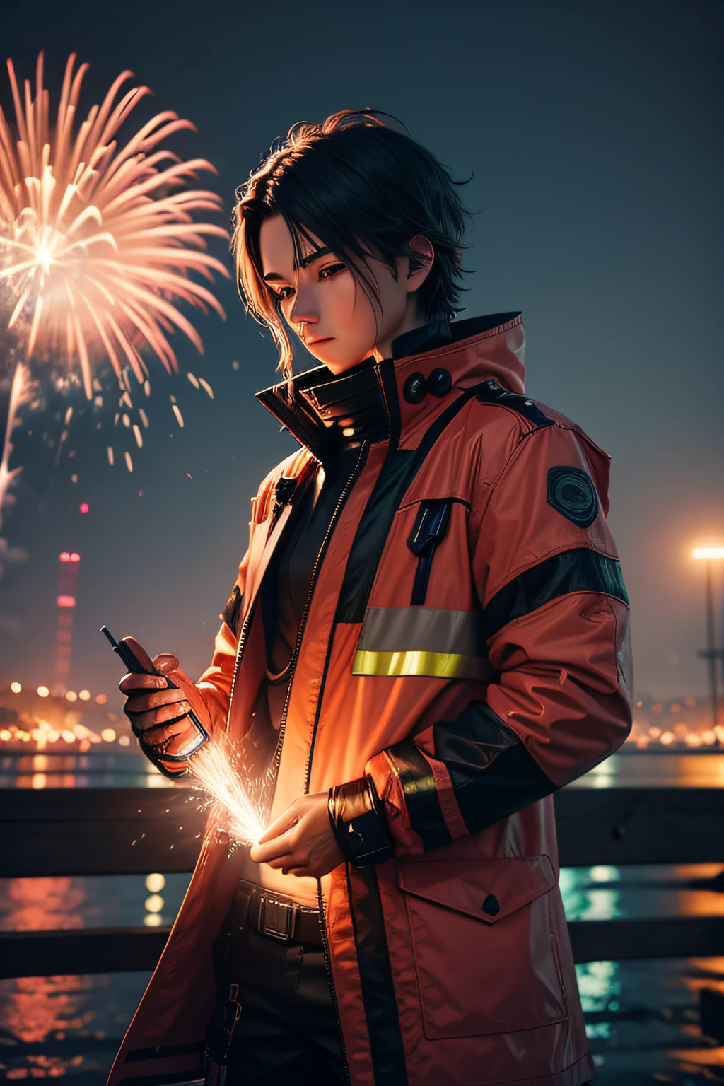 Number 2，future-tech，fire works，neonlight，