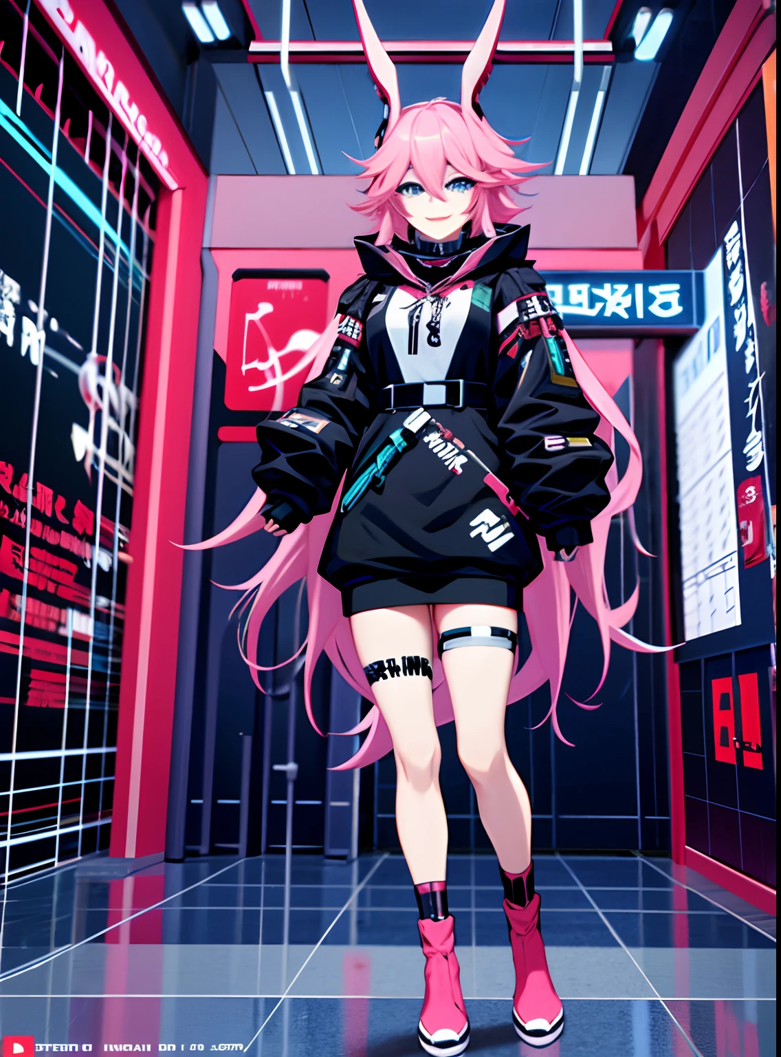 anime girl with pink hair and black and white outfit in the rain, digital cyberpunk anime art, best anime 4k konachan wallpaper, anime cyberpunk art, anime style 4 k, cyberpunk anime girl mech, detailed digital anime art, digital cyberpunk - anime art, badass anime 8 k, cyberpunk anime art, ssss.gridman, modern cyberpunk anime, anime mecha aesthetic