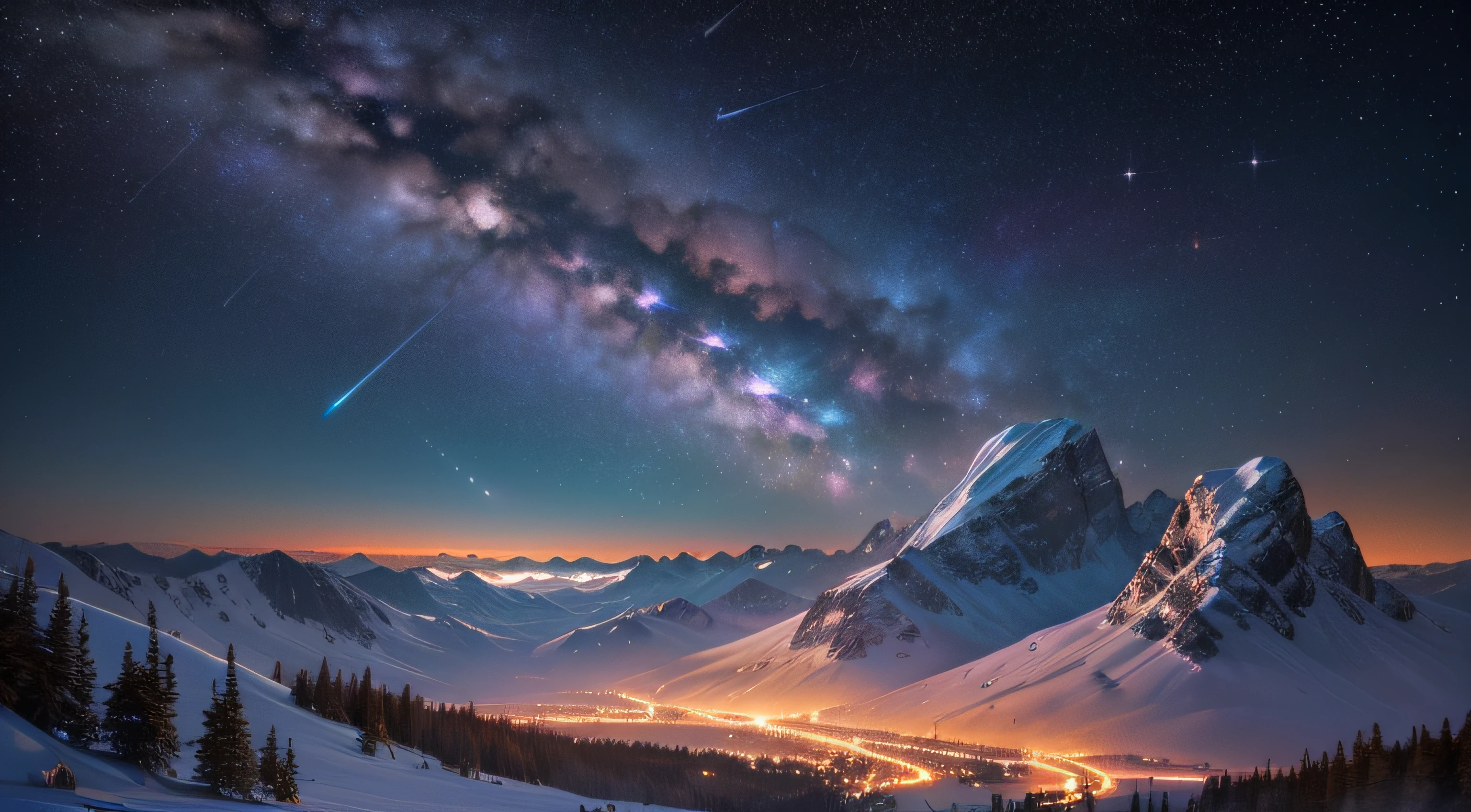 (best quality,8k,highres:1.2,ultra-detailed),(realistic:1.37,photo-realistic:1.37),(long exposure:1.1) photo of (a meteor shower:1.1) over (a mountain:1.1) at (night:1.1) with (vivid colors),(bokeh:1.1) and (studio lighting).