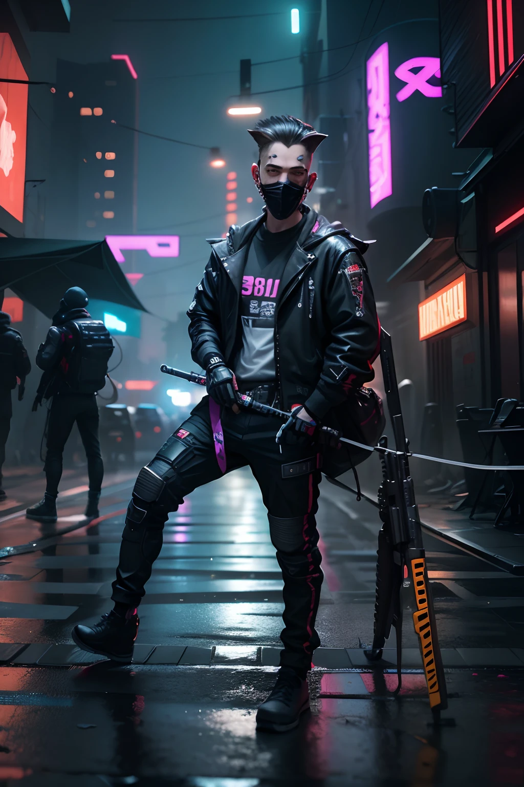 Change to background cyberpunk hundshom boy realstic face of 8k ultra realstic face