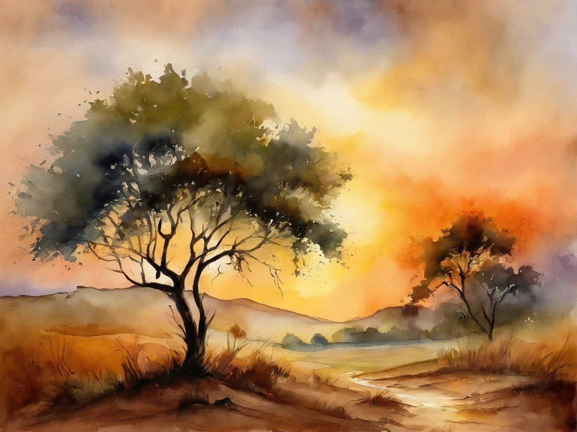 trees and sunrise, painting of four lions by the river, landscape artwork, african savannah, african steppe, african landscape, savannah, detailed gouache paintings, watercolor painting style, detailed watercolor painting, watercolor detailed art, oil paintings, african plains, watercolor painting , watercolor painting, watercolor on canvas, detailed paintings, watercolor art, landscapes