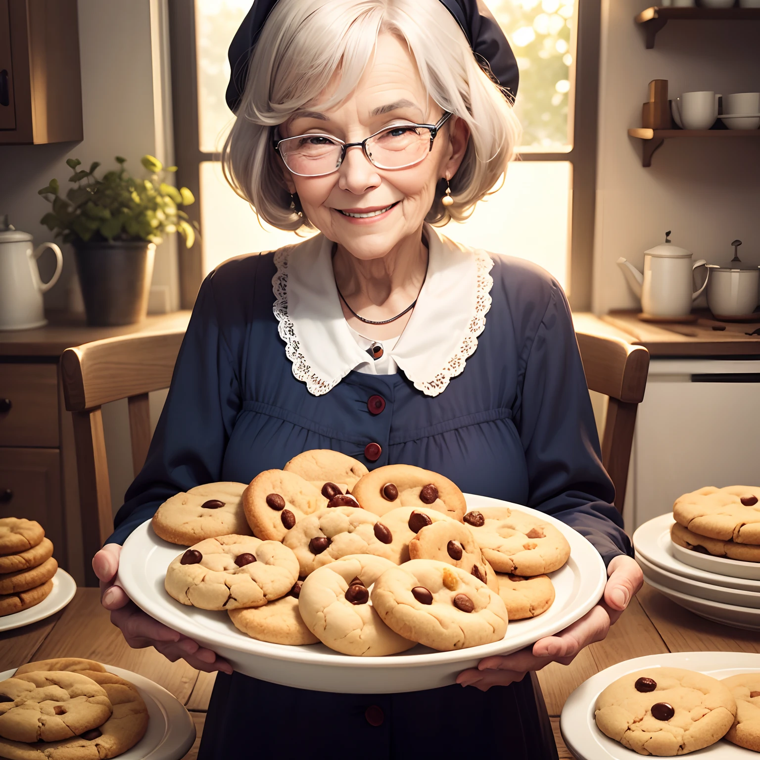 Grandma smiling with plate of cookies