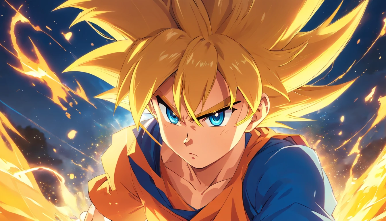 Goku Supersayan, Detail enhancement, 8K, super-fine, concept-art, number art