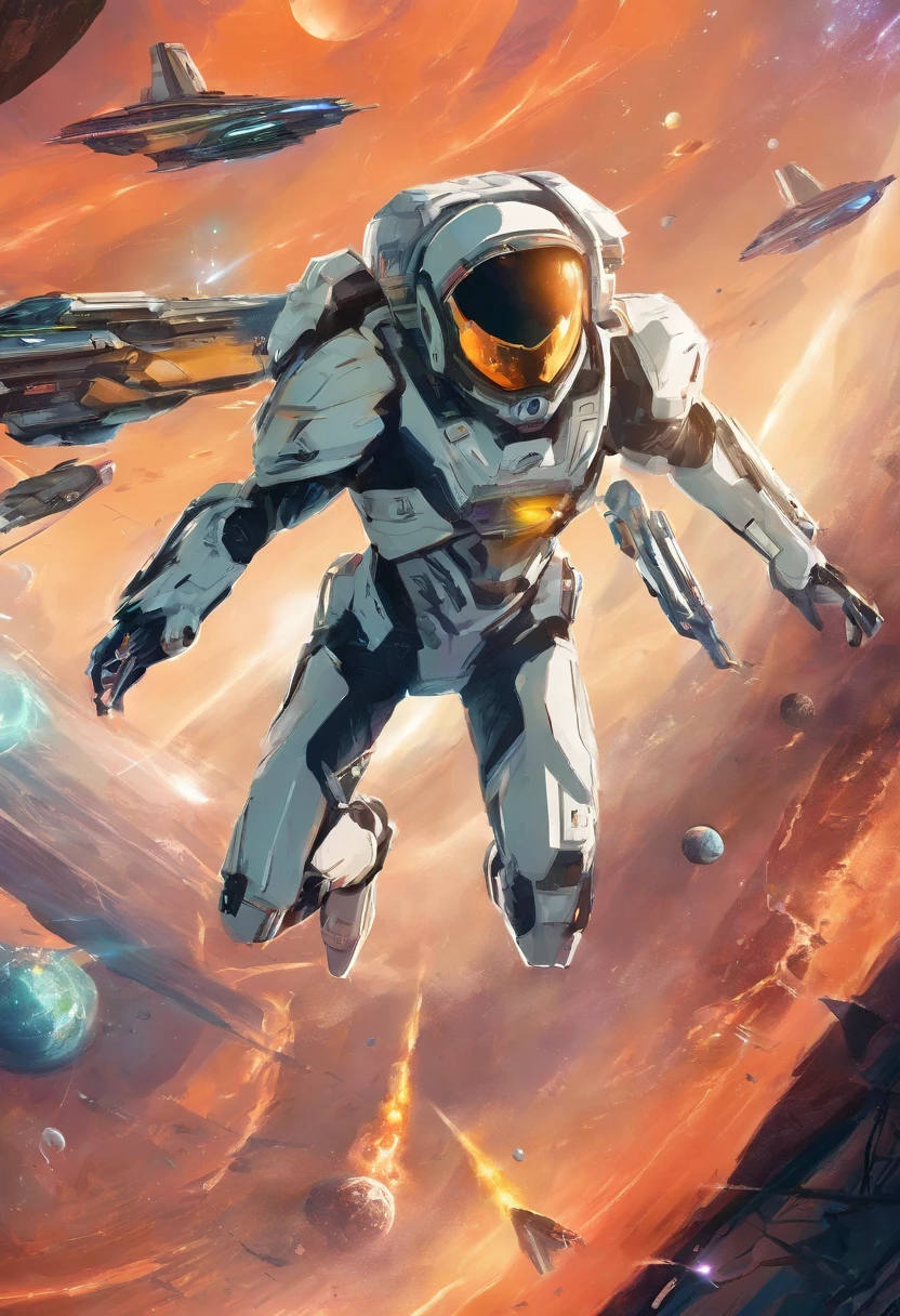 A shot of Zorax as a ager, practicing his space combat skills.