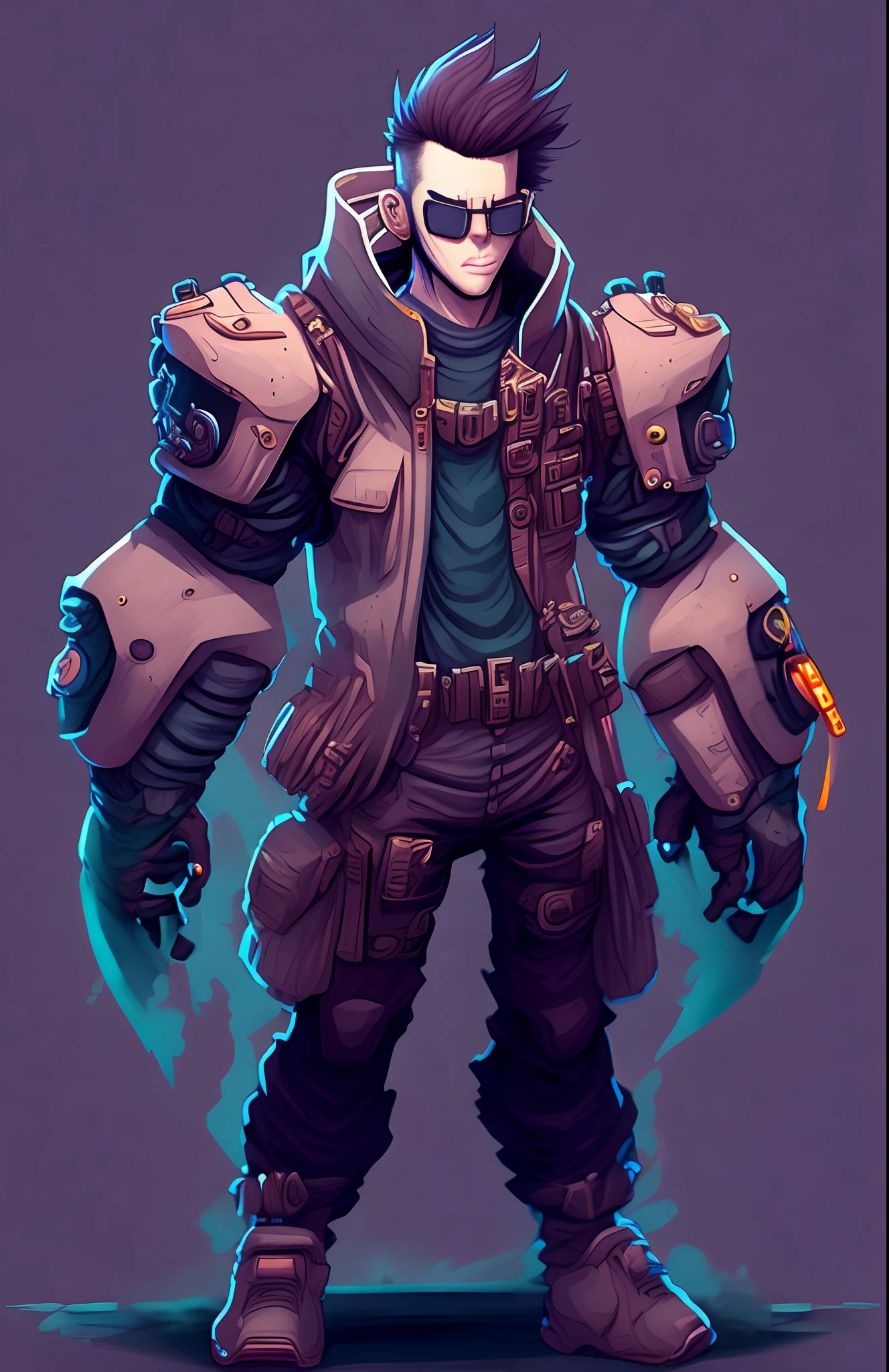 （full body standing）, full body shot The Trailblazer monstar in pastel color, swing the bomb, cyberpunk Tactical Police character design, full body written in software, anime game character, full body written in software, body is a car, Conflict of Lights, very beautiful face The Trailblazer, full body. headphone. Brown hair. 2D game animation full body standing. dynamic, vector art, fantasy art, hard black border, bokeh, Adobe Illustrator, hand drawing, digital painting, low poly,　in a mechanical room