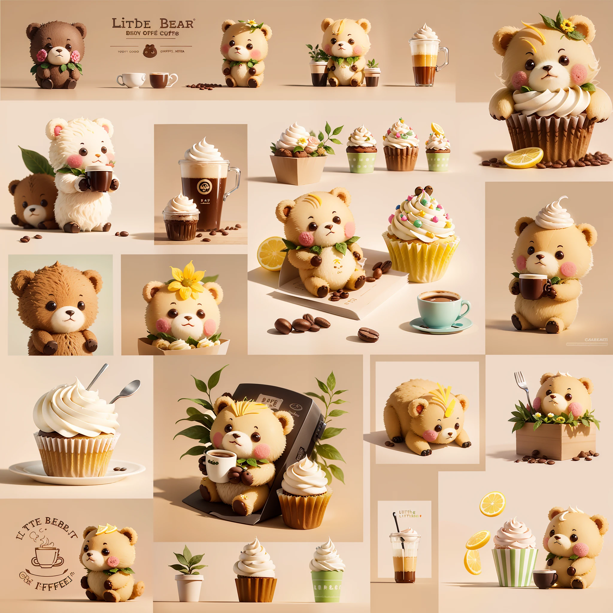 Little Bear Coffee，Cupcakes，coffee machines，coffee bean，Greenery，a sticker，cute sticker，Cartoony，Cute cartoon，Cultural creativity，Handbook stickers，Goo-goo，small flower，Lemon slices，The chick，quadratic element，Moe