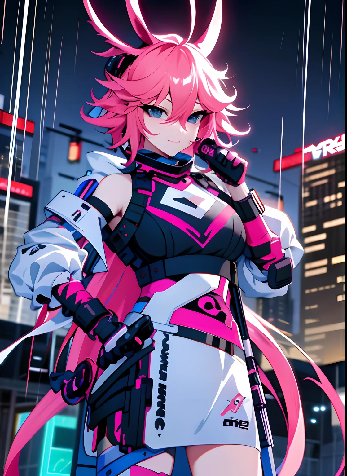 anime girl with pink hair and a pink outfit holding a gun, best anime 4k konachan wallpaper, anime cyberpunk art, cyberpunk anime girl mech, cyberpunk anime girl, digital cyberpunk anime art, female cyberpunk anime girl, digital cyberpunk - anime art, modern cyberpunk anime, cyberpunk anime art, anime mecha aesthetic, female protagonist 👀 :8, anime cyberpunk