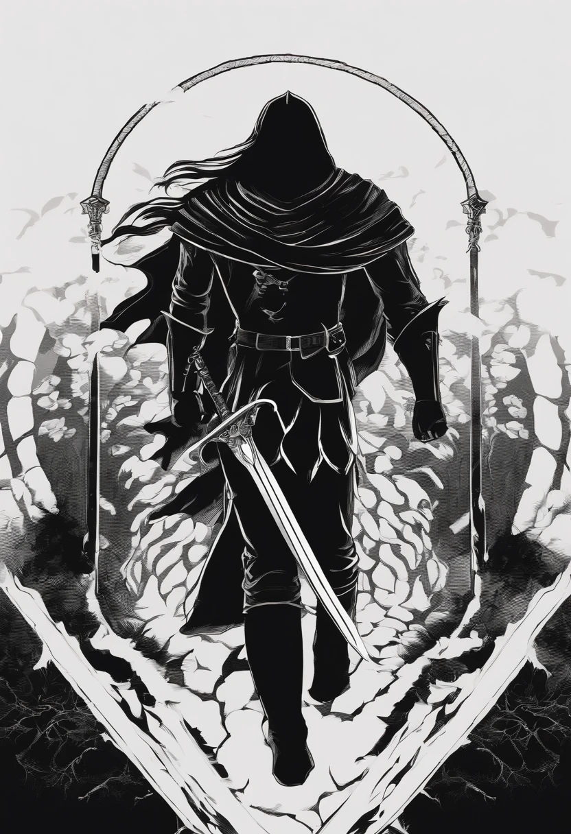 minimalist print for a shirt, inspiriert von der Manga- und Anime-Serie "Berserk".' Der Druck sollte die dunkle und epische Essenz der Geschichte einfangen, aber in einer vereinfachten Form, Minimalistische Art. Use muted colors and clean lines, um eine der ikonischen Figuren darzustellen, Symbole, oder herausragende Elemente aus der Serie. Stellen Sie sicher, that the print is suitable for use on a shirt and gives the feeling of power and tragedy, das Berserk hervorruft.