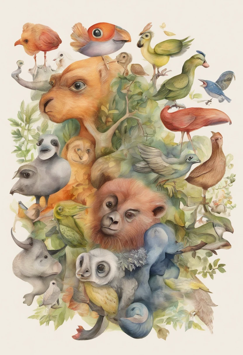 Social Media Zoo": Create a visual representation of social media platforms as a chaotic, surreal zoo where users are both spectators and exhibits, commenting on the performative nature of online life.