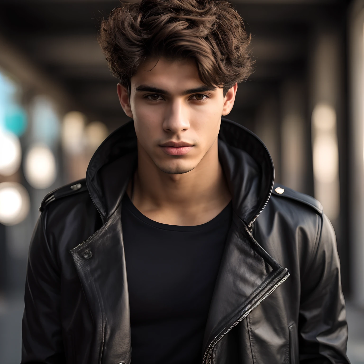 rapaz americano em uma jaqueta de couro preta e camisa preta, jovem bonito, retrato do jovem bonito, lindo modelo jovem, jovem bonito, jovem atraente, Jovem com rosto bonito, modelo masculino, Macho bonito, jovem bonito, jovem homem bonito, rosto bonito perfeito, Homem magro com pele bronzeada clara, Jovem com comprimento curto