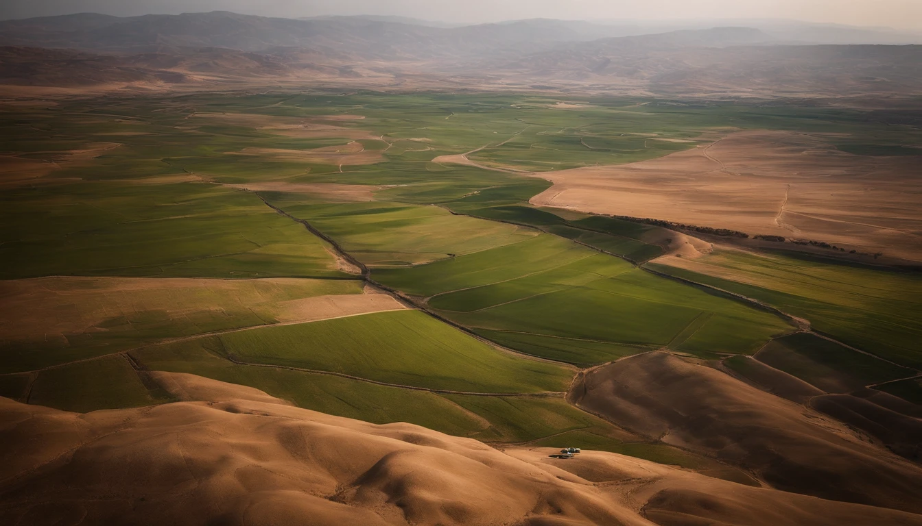 Image of the Jordan Valley seen from above, com uma beleza natura com e ao fundo o mar vermelho